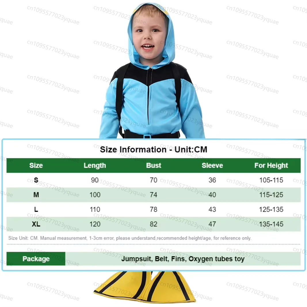 Kids Wetsuit Career Diver School Party Stage Show Performance Roles Play Outfit Children Boys Girls Halloween Cosplay Costumes