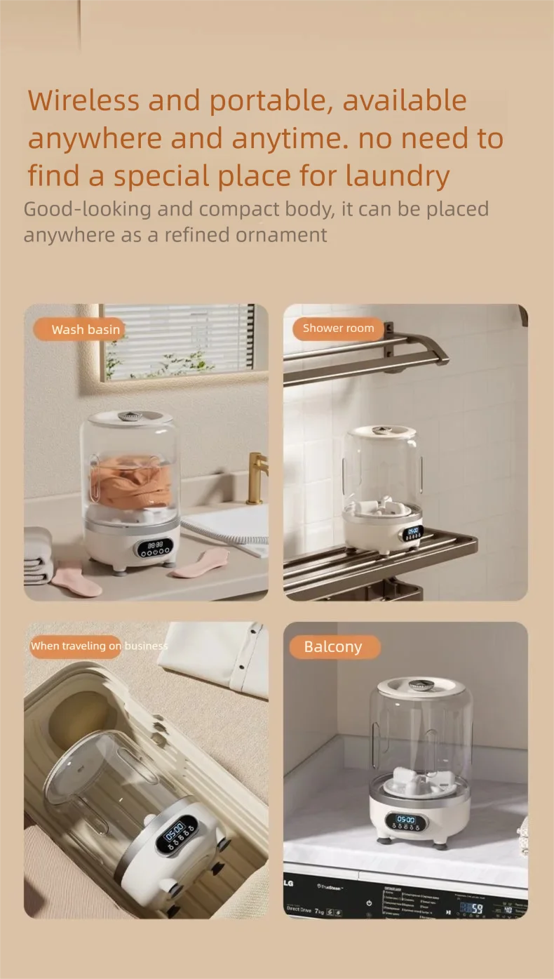 25 nueva lavadora con función de lavado, lavadora de tazas de gran capacidad inalámbrica para viajes al aire libre de 3L