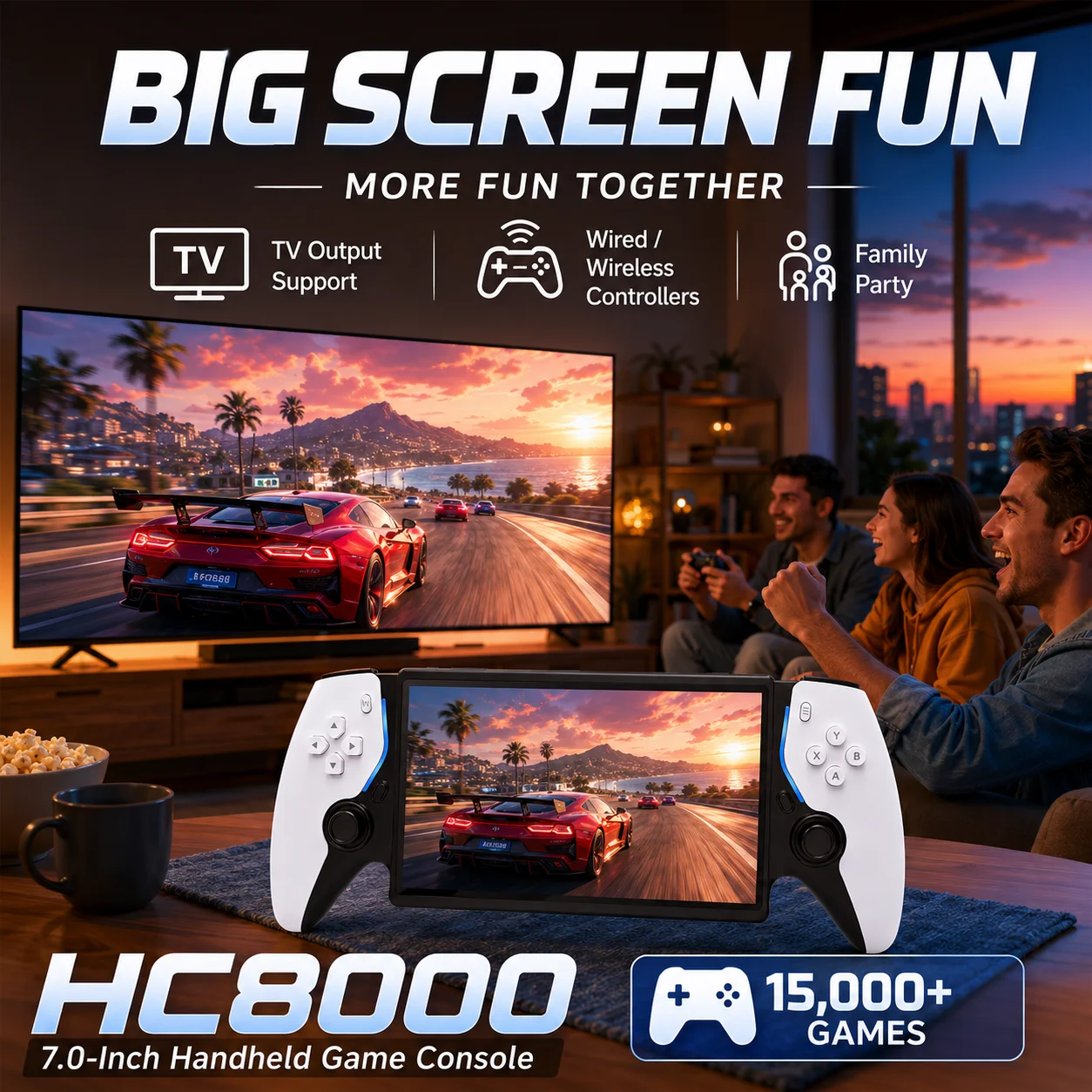 Gaming Console G90 - เครื่องเล่นเกมพกพาใหม่ปี 2026 พร้อมเกมในตัว 15,000 เกม หน่วยความจำ