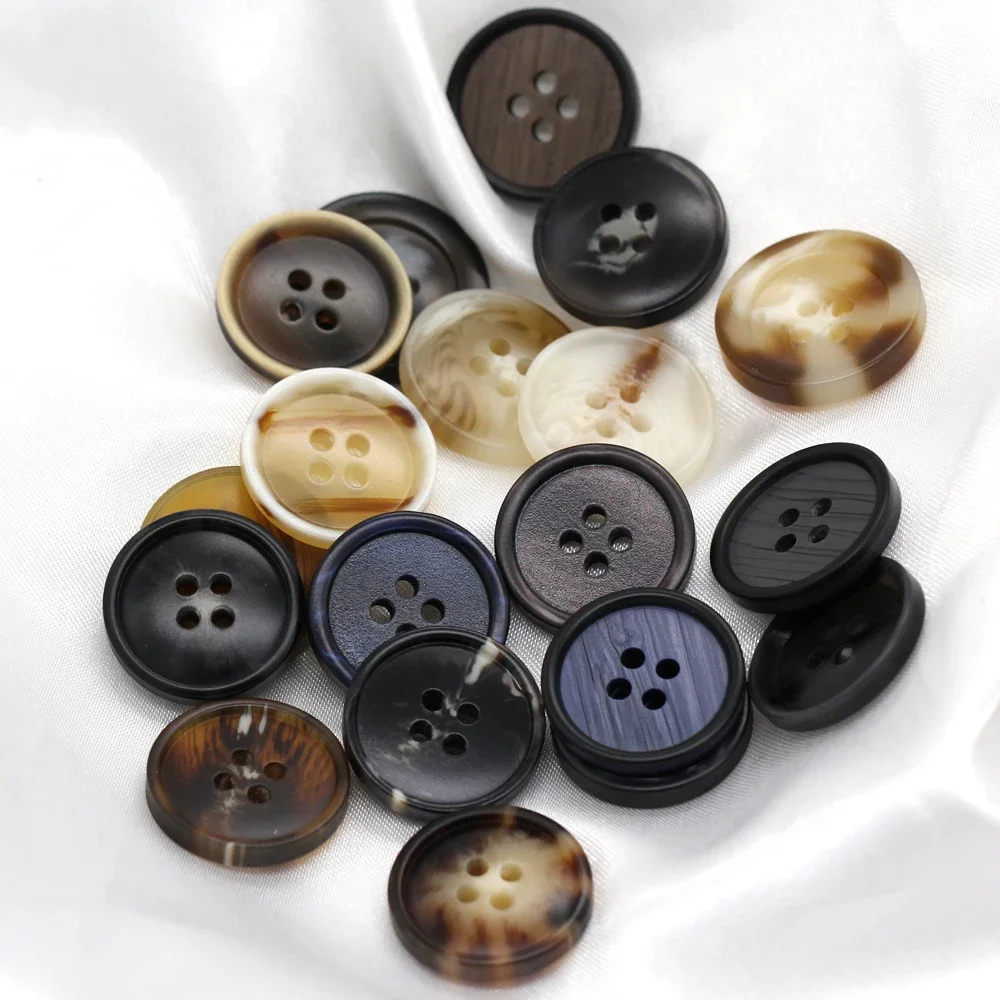 HENGC 15/20mm Retro Men Suit Horn Resin Buttons For Clothing Fashion Uniform Blazer High Quality Handmade Decorations For Sewing