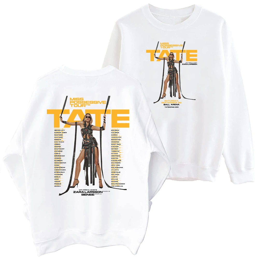 Tate Mcrae Miss Possessive Tour 2025 Sweatshirt Harajuku Round Neck Long Sleeve Oversized Tops Fans Gift Tops