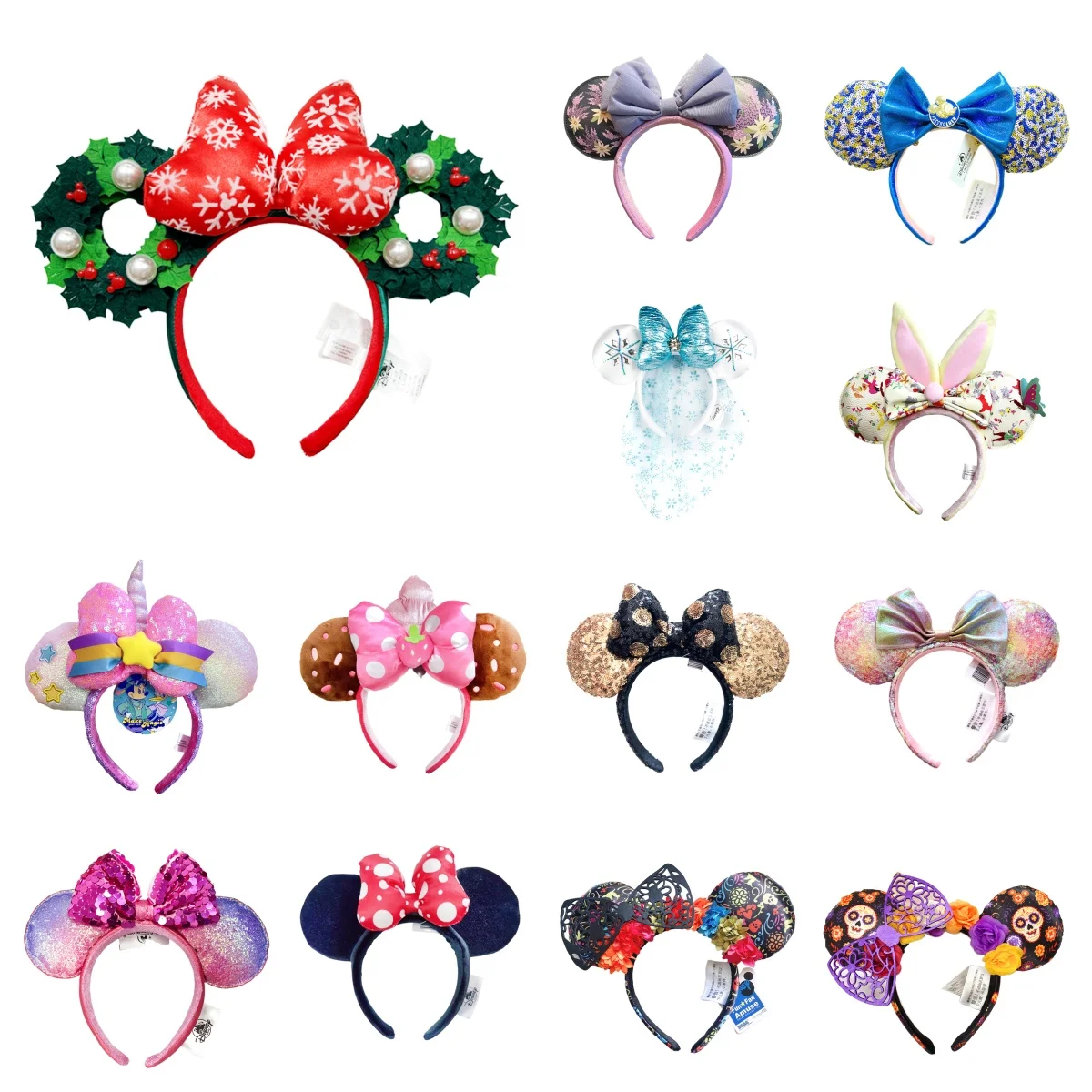 Mickey Mouse Ears Headband Christmas Tree Donut Candy Headband Ears Headband Disneyland Minnie Christmas Decoration Gifts