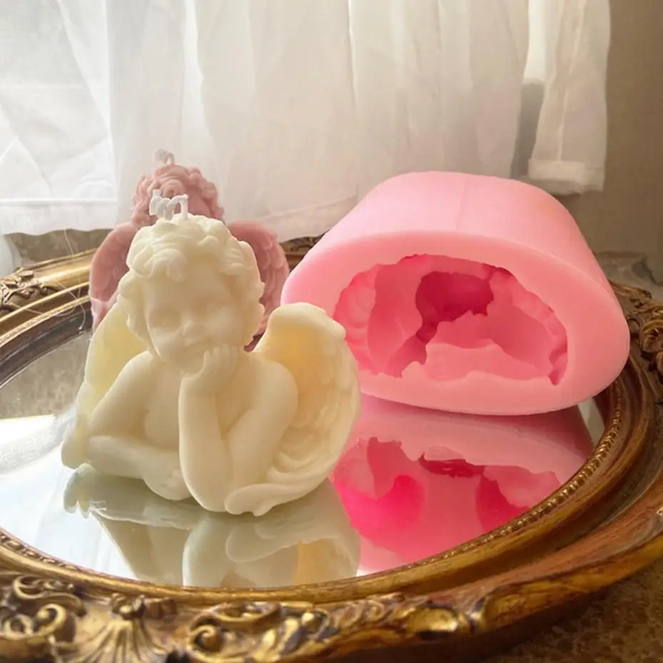 Creative New 2026 3D Cute Angel Silicone Mold Children Portrait Handmade Plaster Doll Candle Soap Resin Mold Home Decor Artifact