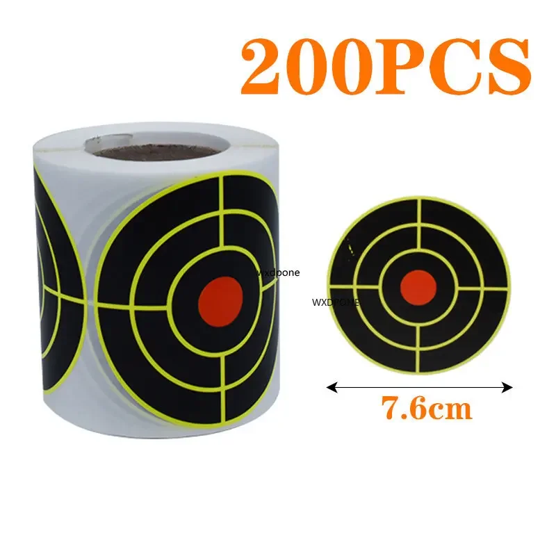 100/200Pcs Per Roll 7.50cm Self-Adhesive Splatter Splash Amp Reactive(Colors Impact) Shooting Sticker Targets(Bulls-eyes)