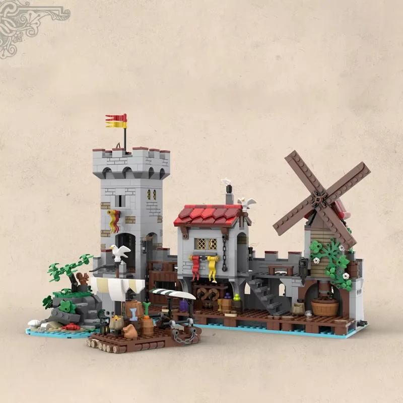

MOC Medieval Coastal Market Model - Small Part Assembly Toy Building Blocks 1254pcs - Suitable for all enthusiasts to assemble.