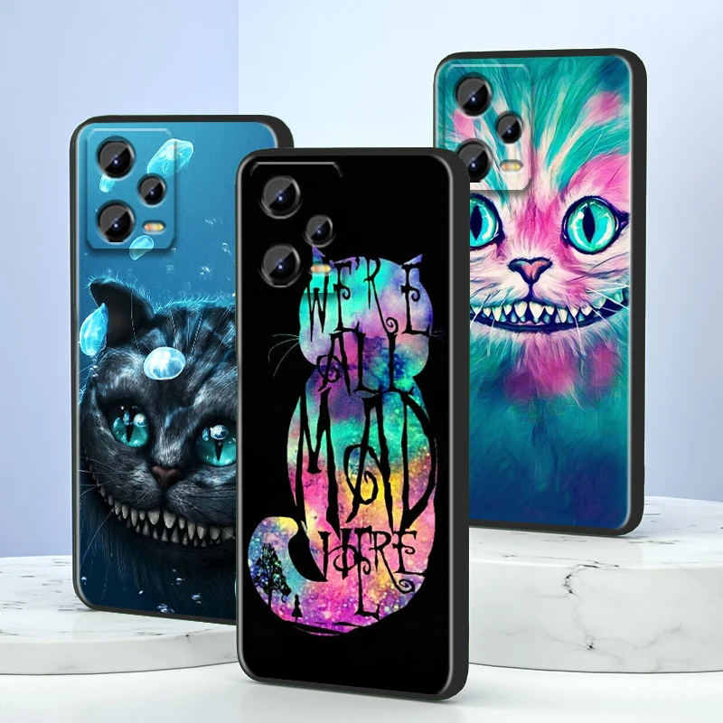 

Alice Wonderland Cheshire Cats For Xiaomi Redmi Note 13 12R 12 12S Turbo 11 11T 11S 10 10S Pro Plus 5G Black TPU Phone Case