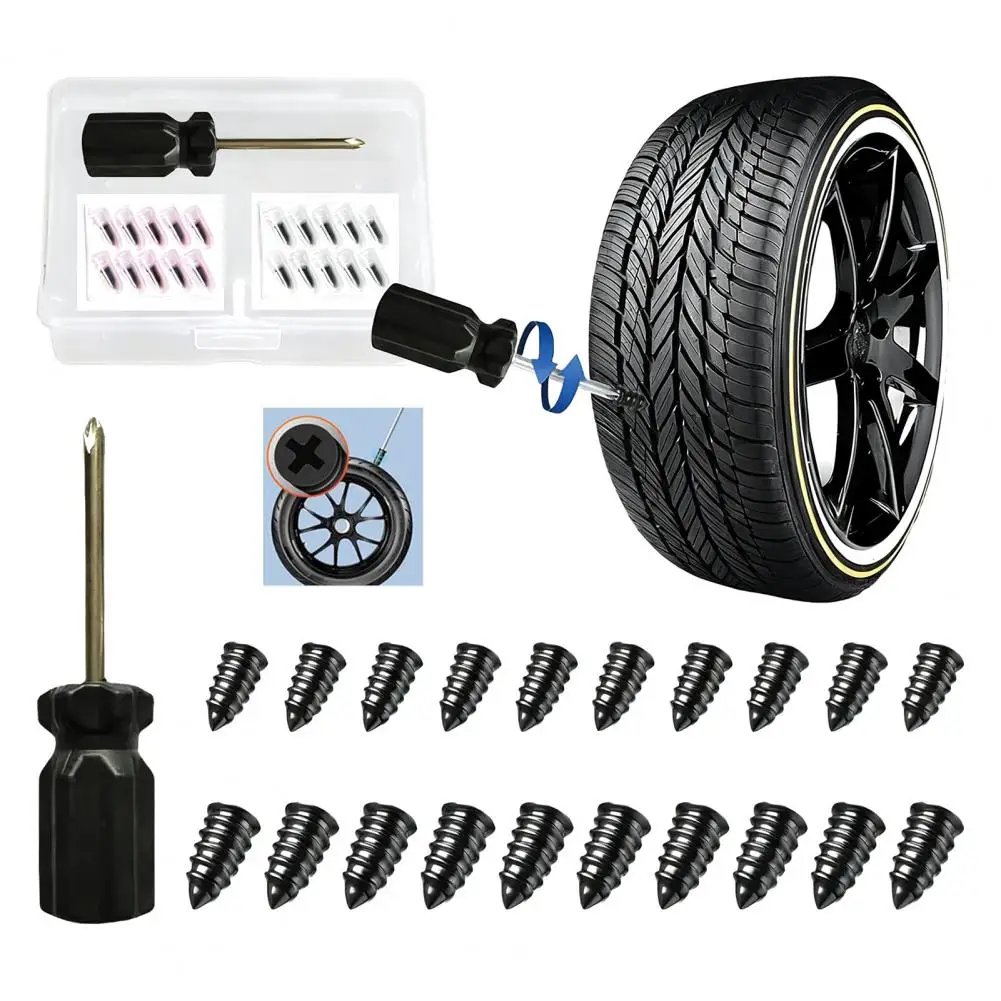 Vacuum Tire Sealant Nails Kit Durable Heavy-Duty Tire Stoppers Spiral Rubber Nails Quick Self-Service Repair Tools