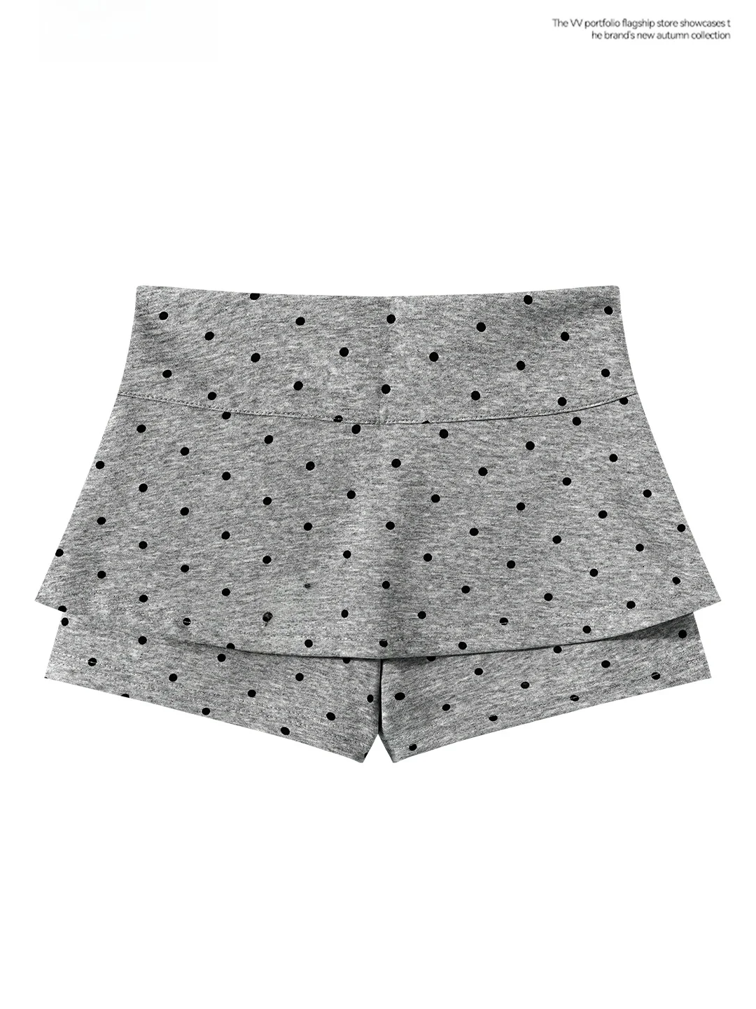 Polka Dot Retro Grey Spicy Girl Fake Two-Piece Base Skirt Pants Women Summer Small Size High Waist Slim Short Pants