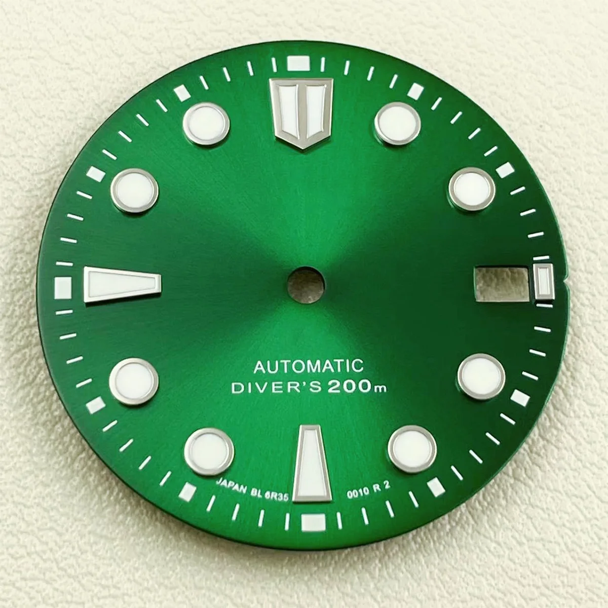 Acessórios de relógio com mostrador NH35 28,5 mm mostrador S logotipo verde luminoso adequado para movimentos NH35/NH36/4R/7S