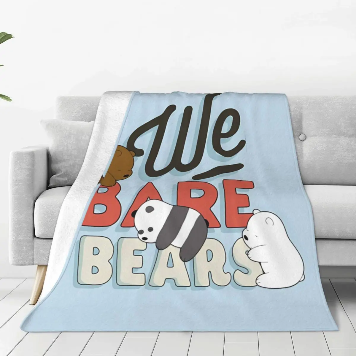 We Bare Bears Flannel Blanket Super Soft Bedding Throws for Living Room Travel Office Funny Bedspread Sofa Bed Cover