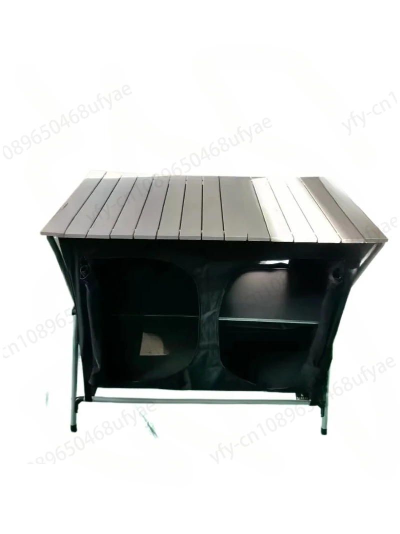 

Outdoor Table Quick and Easy To Assemble Two-shelf Deluxe Cupboard Lets a Durable Aluminum Roll-top Gray,Double Camping