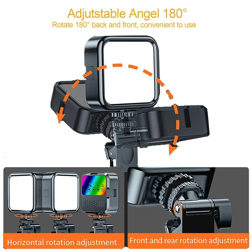 3 Color LED Video Fill Light  360° Rotation Adjustable Photography Pocket Fill Light with Clamp For Camera Phone Portable Selfie