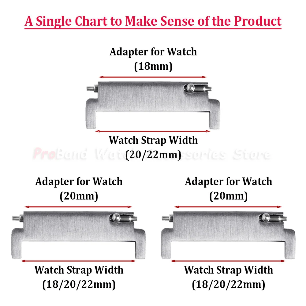 Watch Band Adapters 18mm To 22/22mm , 20mm 22mm To 18/20/22mm Quick Release Pins Lug Connectors Strap Spring Bars Accessories image 5