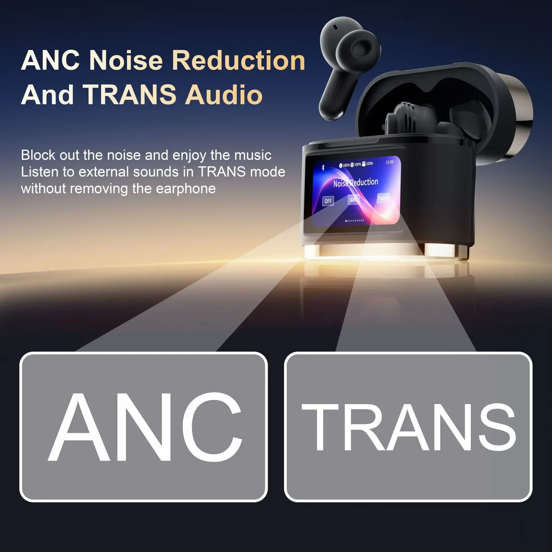 Bluetooth Earbuds Touch Screen ANC ENC Noise Cancelling In-Ear Headphones Multi-Function For Travel Office