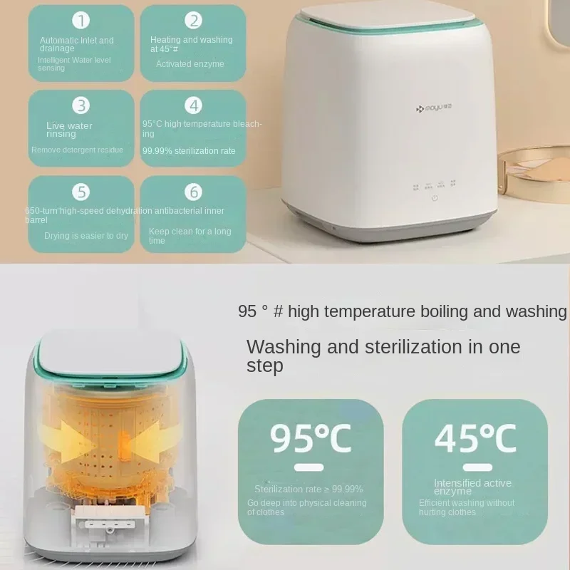 Mini Washing Machine  Automatic Underwear High Temperature Boiling Washing and  Integrated Washing Machine Mother and