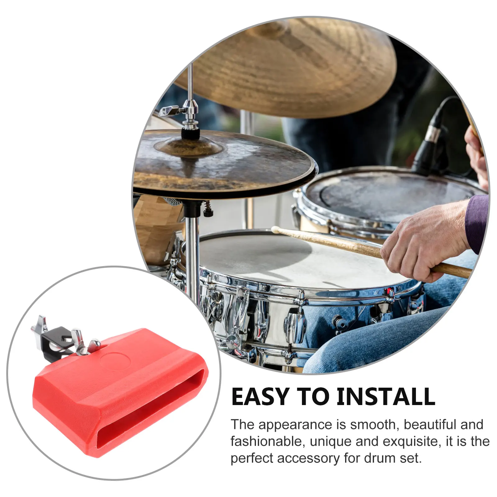 

PVC Cowbell for Drum Set Red Smooth Surface Wear Resistant Easy Clean Music Gift Percussion Instrument Drum Kit Accessory Cow