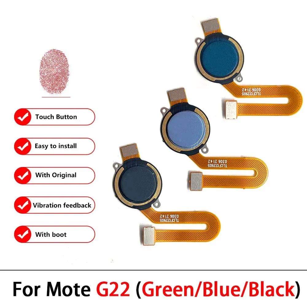 New Fingerprint For Moto G22 G31 G51 5G G60S G71 Power Button Fingerprint Sensor Flex Cable Replacement Repair Parts