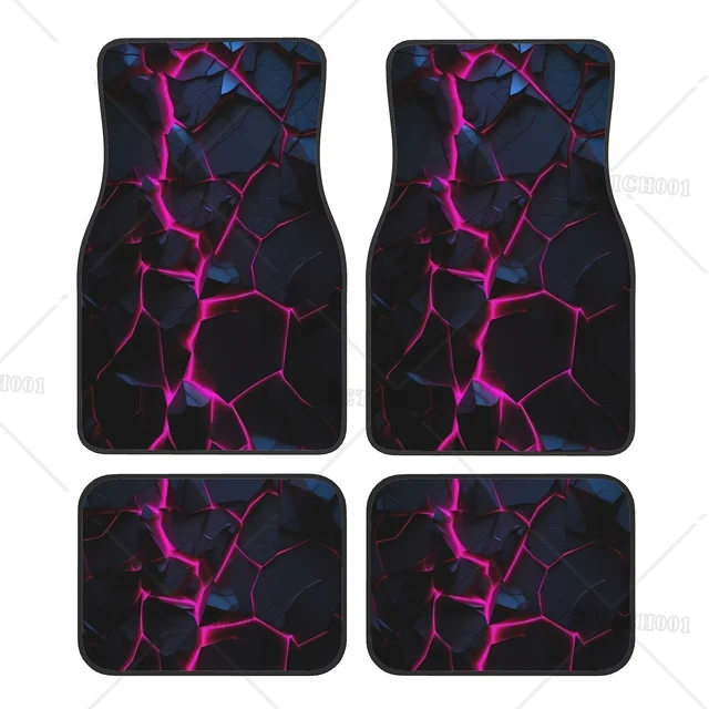 4szt Lava Crack Pattern Gumowa mata podłogowa Uniwersalny antypoślizgowy przedni i tylny dywanik samochodowy Wodoodporny i łatwy do czyszczenia samochód