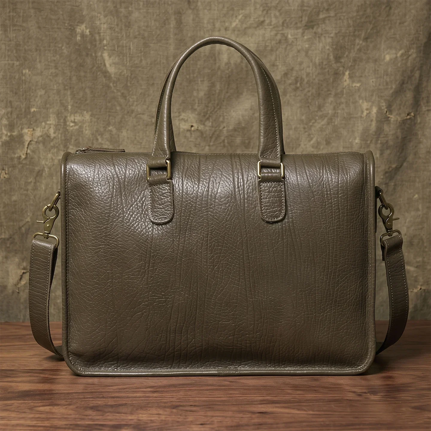Men Top-Grain Cowhide Briefcase High-End Genuine Leather Business Commute Laptop Handbag Shoulder Crossbody Bag Notebook