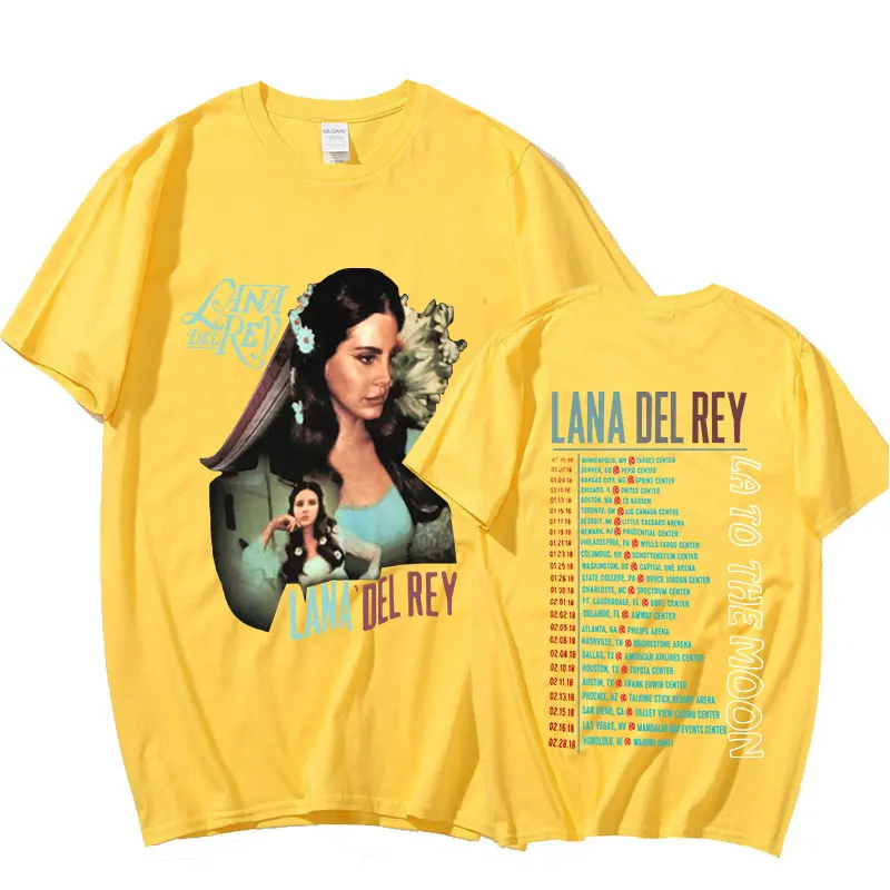 90s Singer Lana Del Rey La To The Moon Tour Print T-shirts Vintage Fashion Hip Hop Casual T Shirt Harajuku Streetwear Tee Shirt