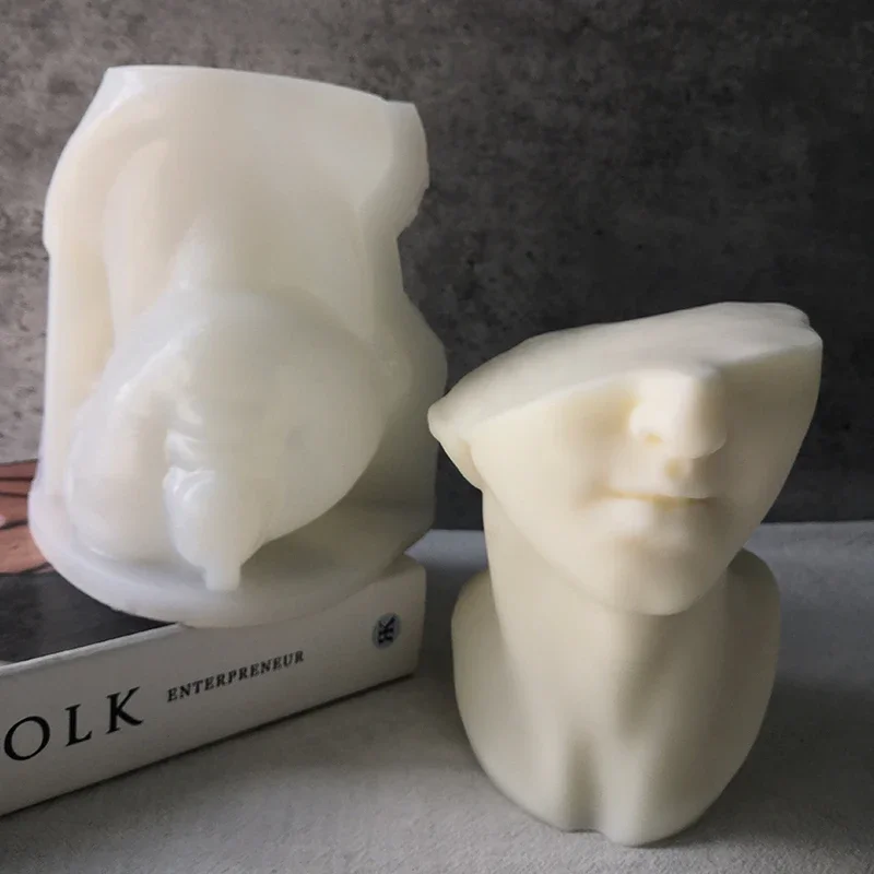 

3D Half Face David Head Silicone Candle Mold Humanoid Plaster Mould DIY Household Decoration