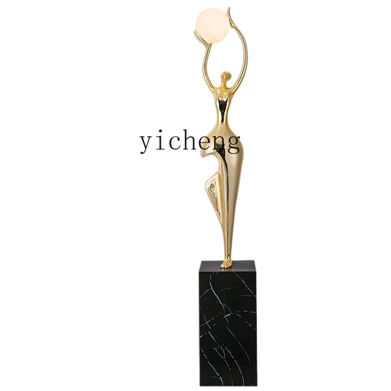 ZC Figure Sculpture Big Decorations Stair Dance Goddess Art Decoration Rechargeable Floor Lamp