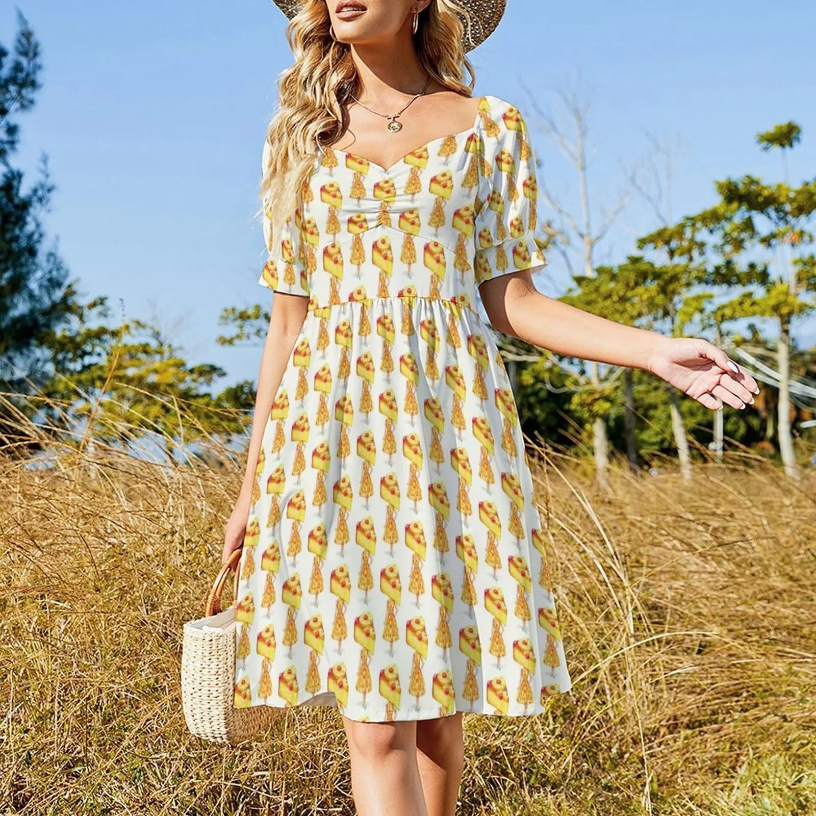 Cake Head Pin-Up: Pineapple Upside-down Cake Short-Sleeved Dress dress women summer women's evening dresses