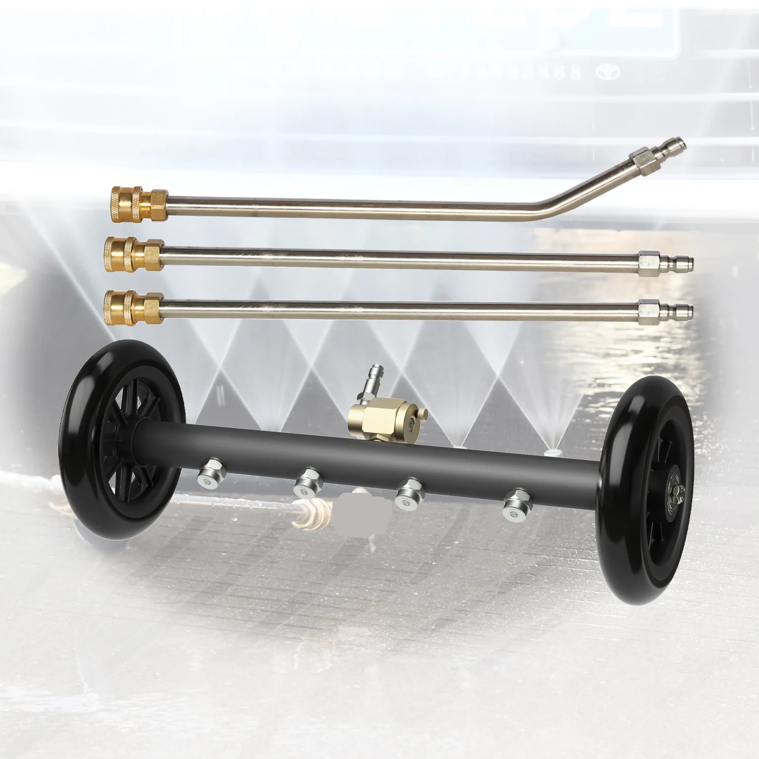 High Pressure Cleaner Floor Brush Road Dual-purpose Dual-function Car Bottom Brush Car Chassis Cleaning with Extension Rod