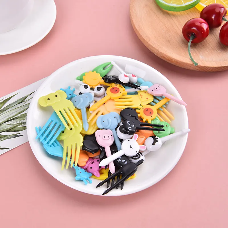 Cute Mini Animal Cartoon Children Snack Cake Dessert Fruit Fork Dinosaur Mini Animal Cartoon Food Picks