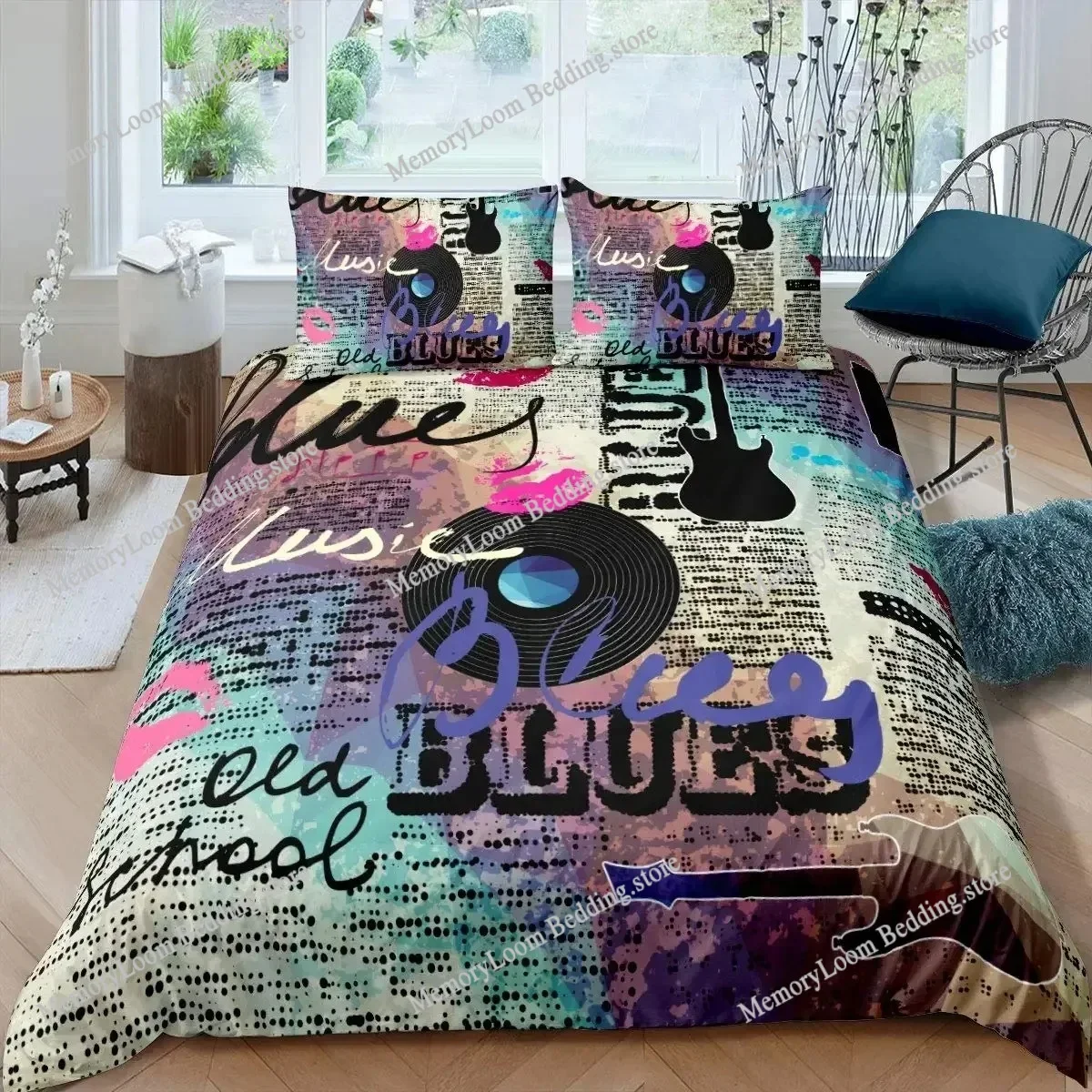 Hipster Duvet Cover Music Radio Broadcast Walkman Bedding Set for Teens Colorful Tape Vintage Country Music Comforter Cover