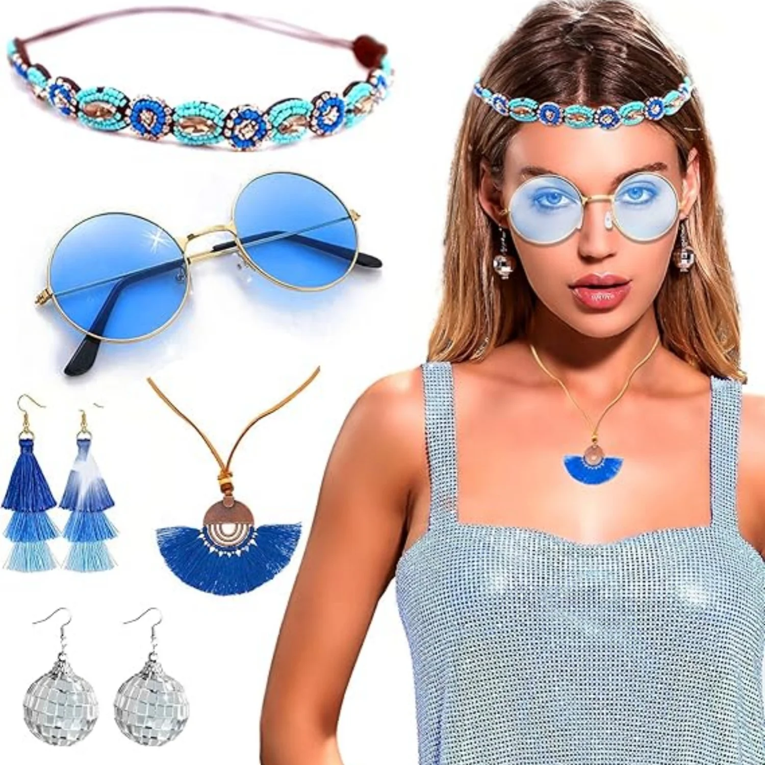 Laventy Mamma Mia Accessories Abba Headband Disco Blue Sunglasses Mamma Mia Costume Abba Costumes