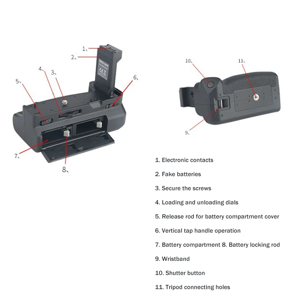 SLR Camera Handle Vertical Battery Grip Holder Anti-Shake Handle Bracket Suitable for RP Mirrorless Camera-A22U