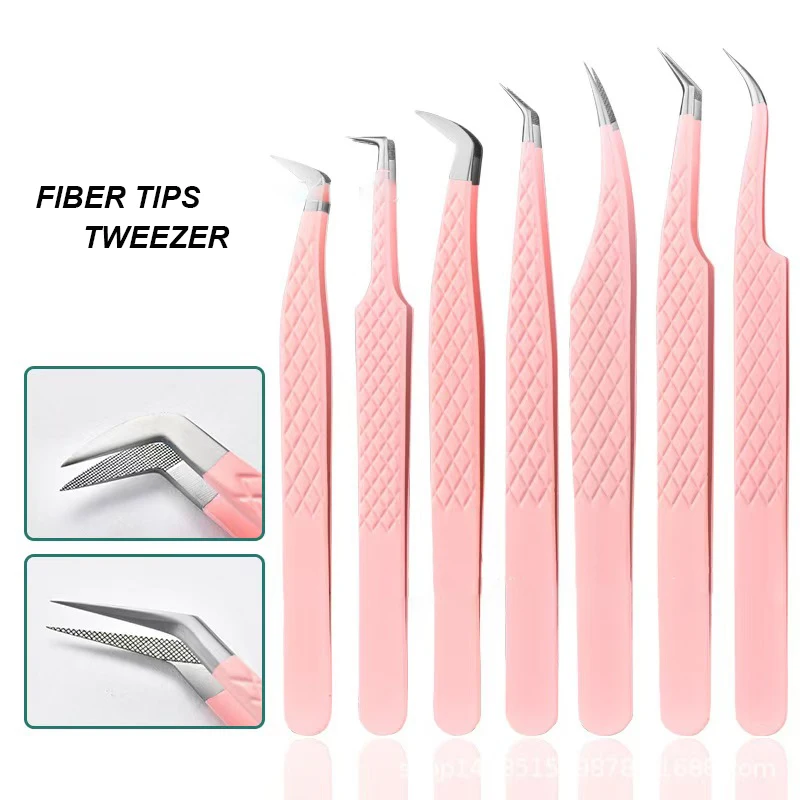 Customized Tweezers False Fiber Tips Eyelashes Extension Tweezers Hyperfine Eyebrow Volume Lash Tweezers Makeup Tools