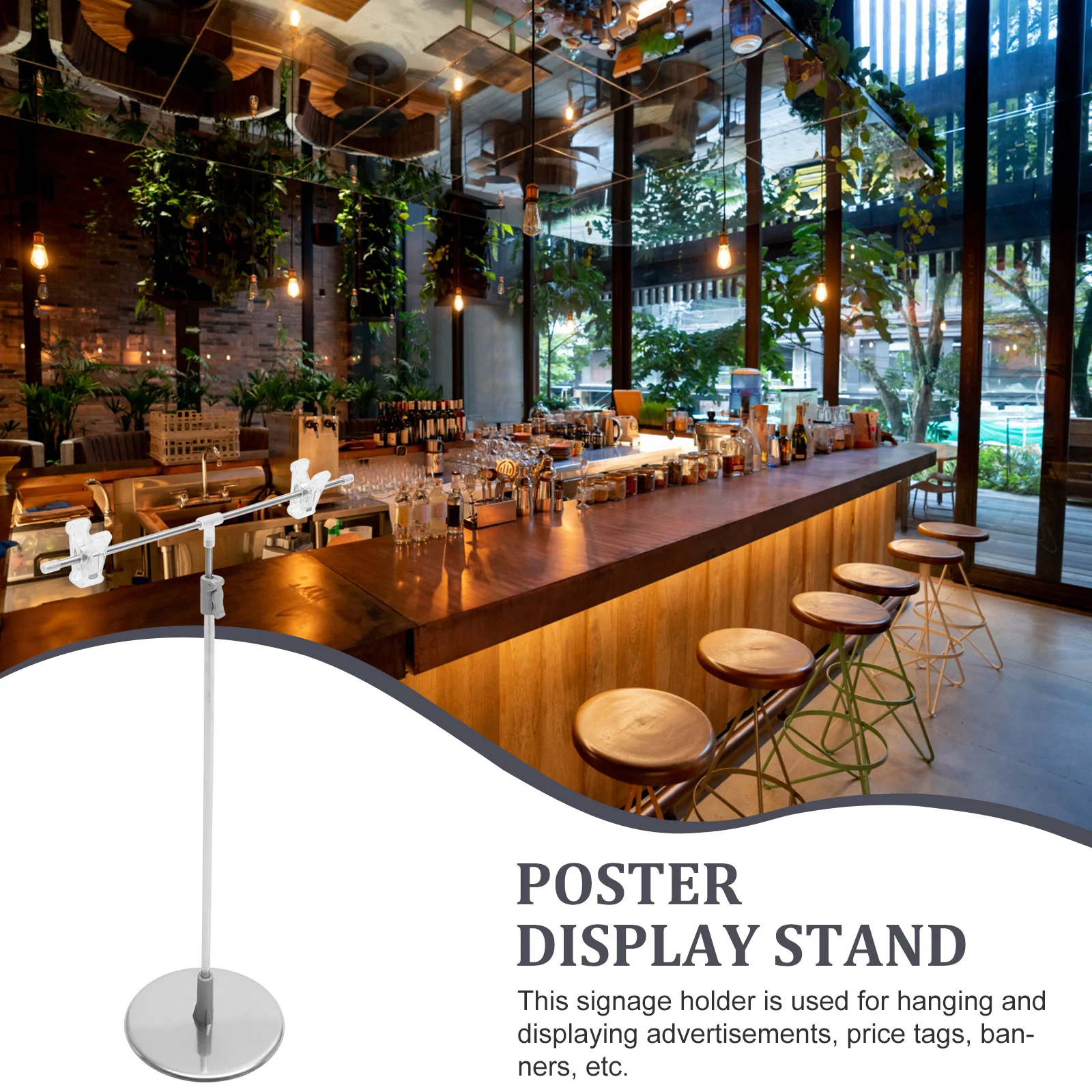 Poster Stand Display Shelves Emblems Welcome Sign Advertising Signs 85X30X15CM Stainless Steel Backdrop Banner Rack Showing