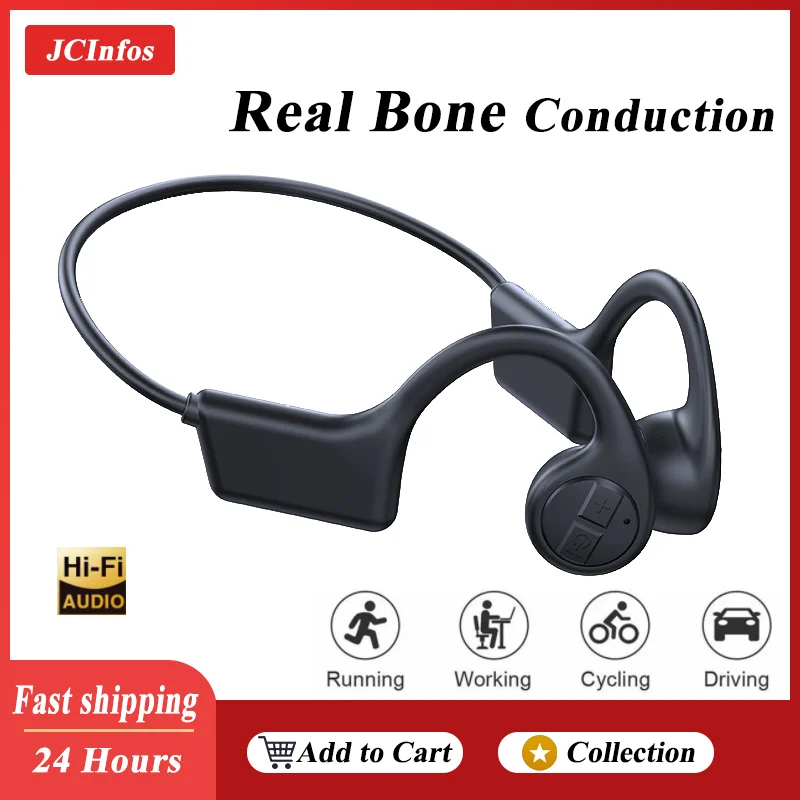 Bone Conduction Headphones Bluetooth 5.3 Open Ear Wireless Headset 12H Playtime IP55 Waterproof Sport Earphones for Running Cycl