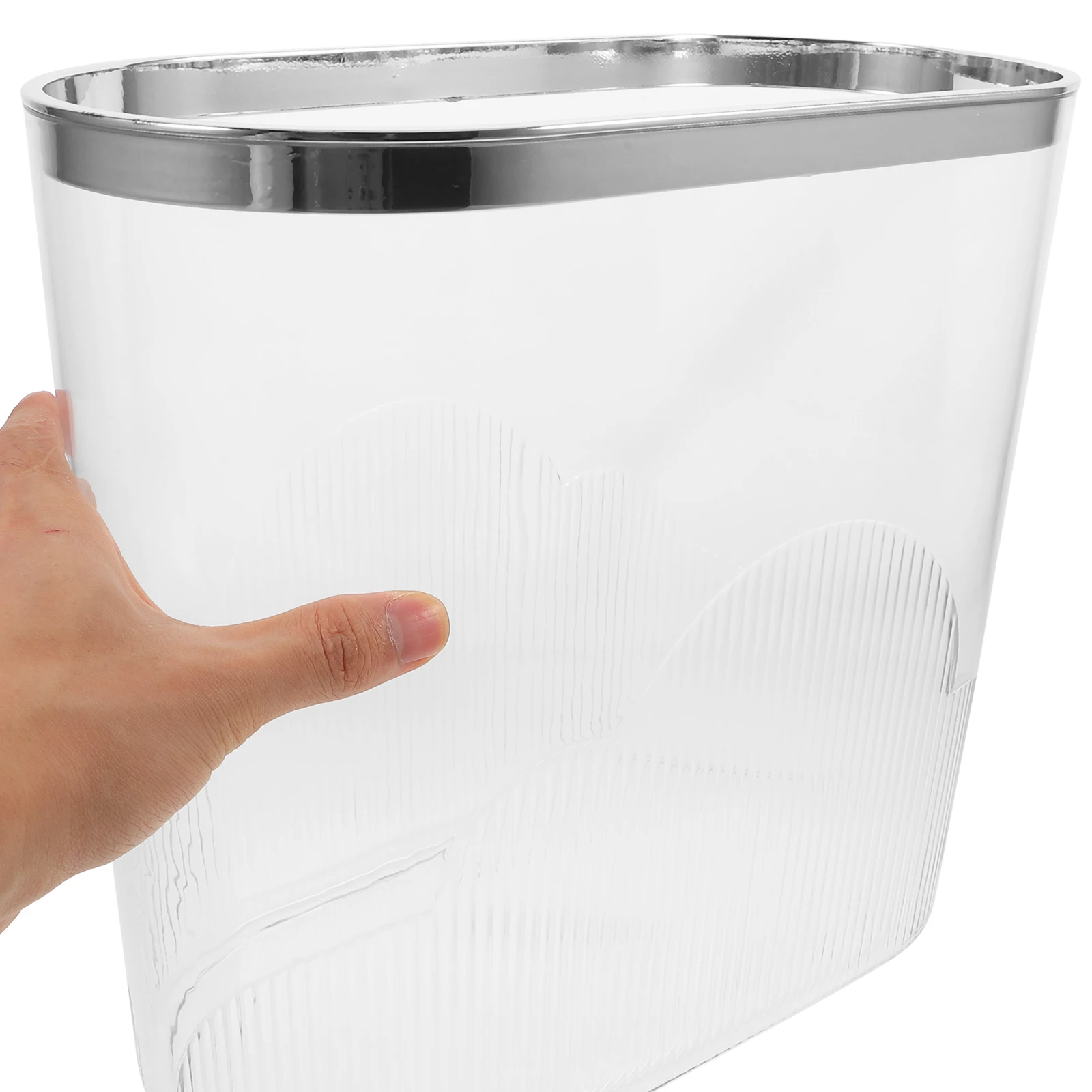 

Transparent Trash Can Household Plastic Rubbish Kitchen Garbage Home Small Lid Bedroom Bathroom Simple Practical Daily Disposal