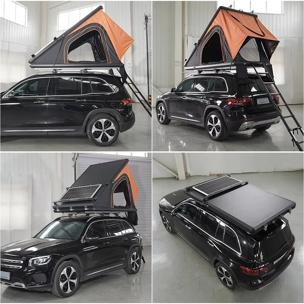 Triangle Roof Top Tent Hard Shell Roof Top Tent 3-4 Person Roof Top Tent Hard Shell Aluminum