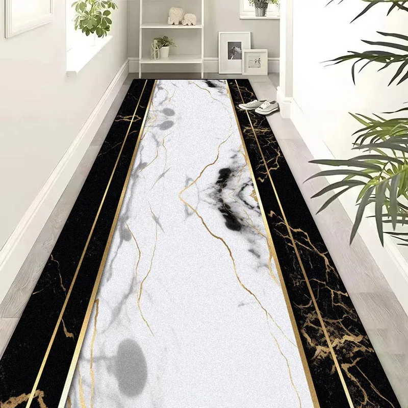 VIKAMA Light Luxury Non-Slip Long Crystal Pile Rug Corridor Aisle Comfortable Soft Wear-Resistant Durable Washable Floor