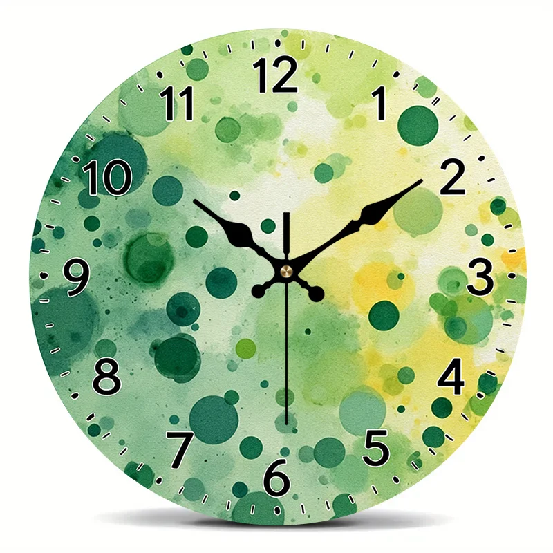 2D Flat. 1pc. Watercolor Splatter Theme Style Wall Clock - Silent Decorative Clock, Creative Wall Clock, Suitable for Bedroom, Living Room, Office Decoration, 20.32/25.4/30.48/35.56 cm (AA Battery Not Included)