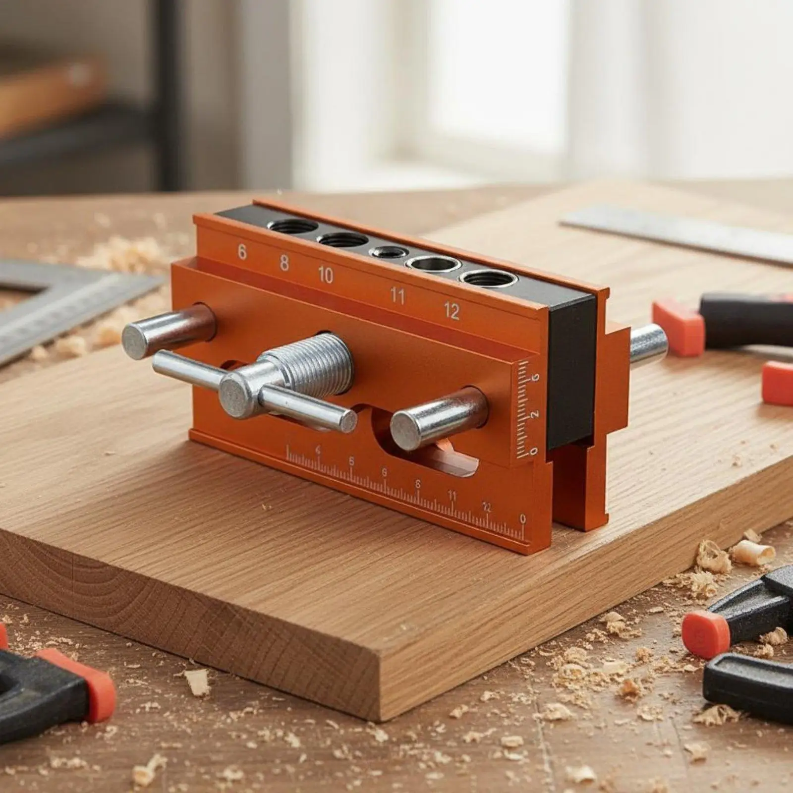 Positioning Guide Wear Resistant Carpentry Dowelling Jig Thickened Body Wood