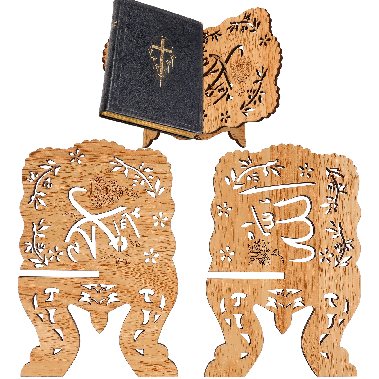 

Book Shelf Quran Stand Holder Wood Open Display Reading Desktop Stands Bookshelf