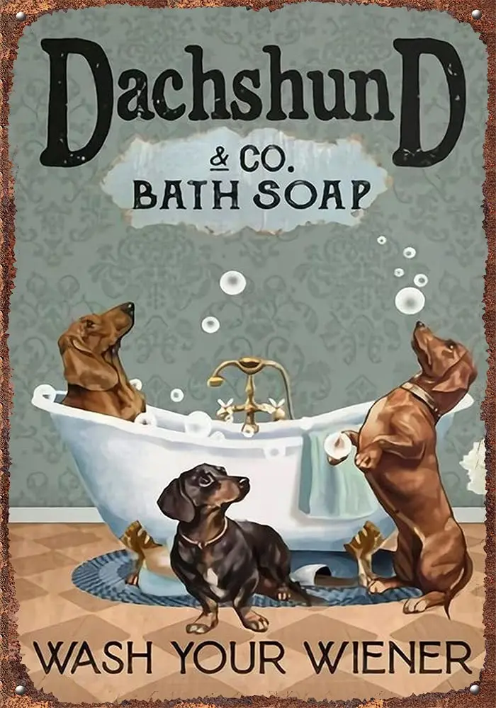 Dog Co. Bath Soap,Wash Your Weiner,Funny Dog Poster,Dog Mom Gift,Wall Decor Art Cave Bar Club Cafe Store Retro Signs Home Decora