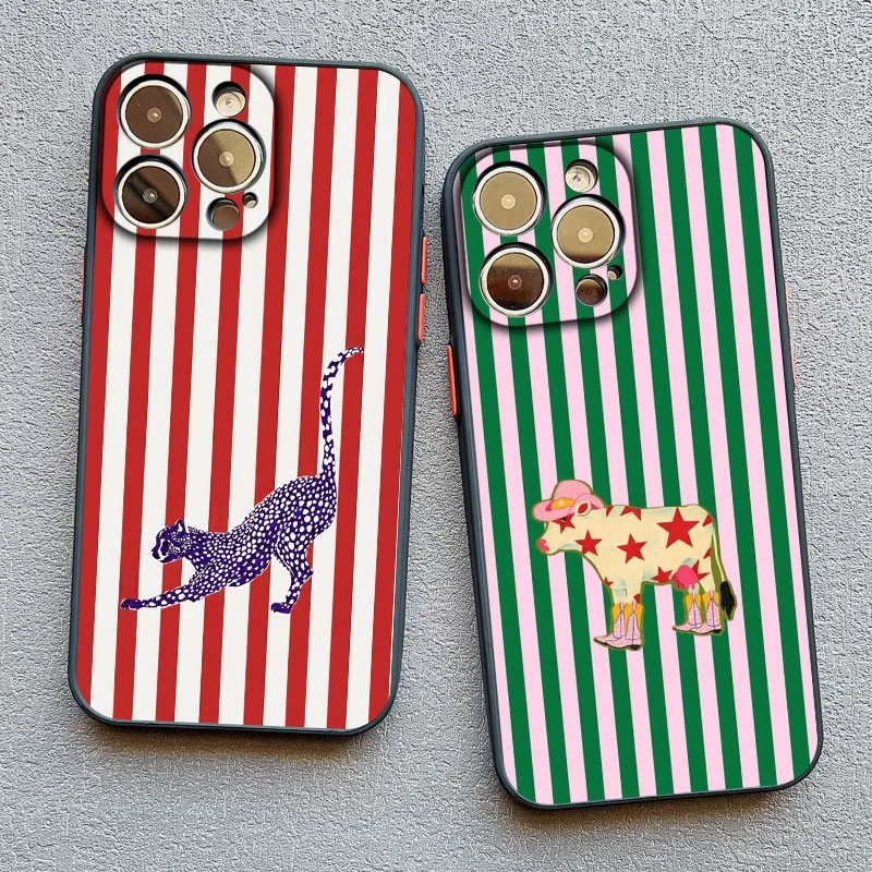 Funda de teléfono Simple y bonita con diseño de animales a cuadros verdes y blancos para Samsung Galaxy S25 S24 S23 S22 S21 S20 S10 Note20 Plus Ultra Lite 5G