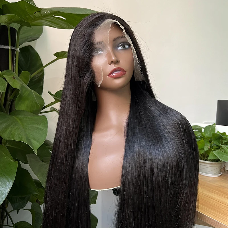 Peruca frontal de renda HD reta para mulheres, perucas de cabelo humano, duplo desenhado, densidade de 250%, 13x6, 13x6