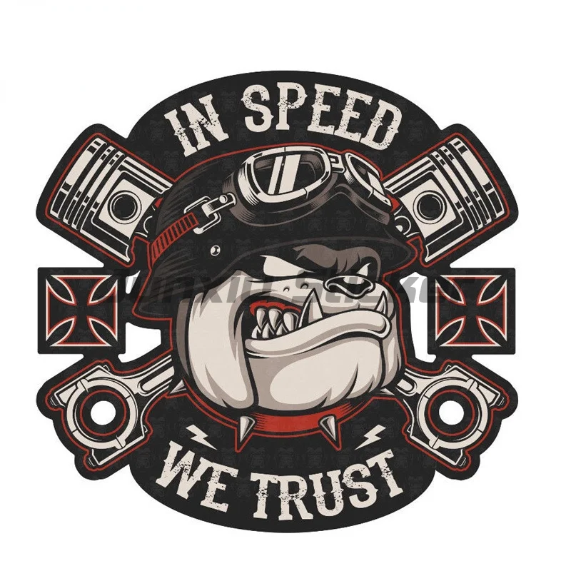 Cool Old School Biker In Speed We Trust Badge Brand Car Sticker Decal Decor Motorcycle Off-road Laptop