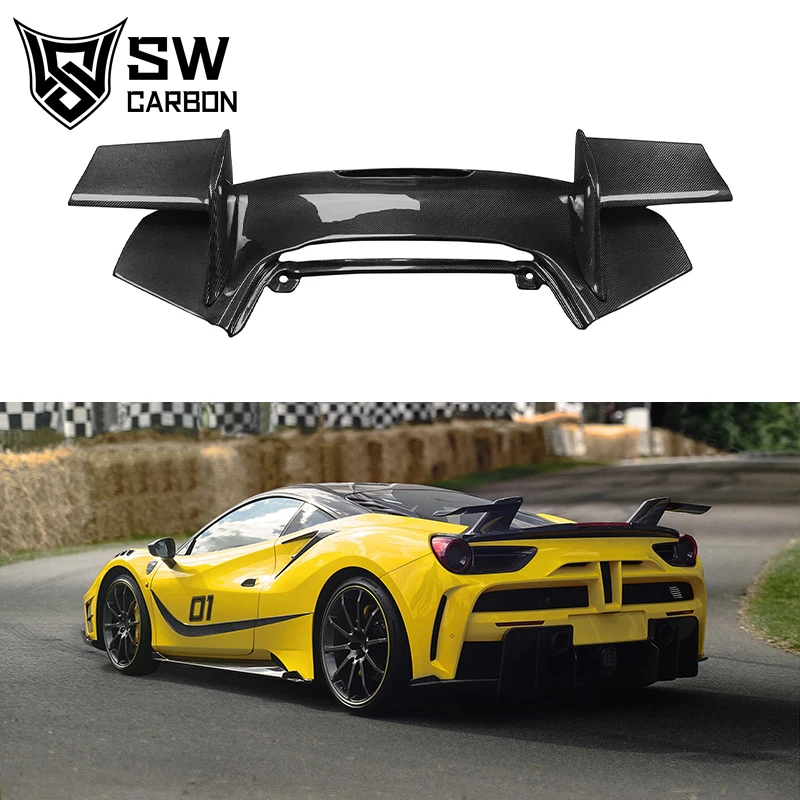 

Carbon Fibre MSY Style Rear Spoiler For Ferrari 488 GTB Rear Wing Splitter Upper Diffuser Aerodynamic Kit