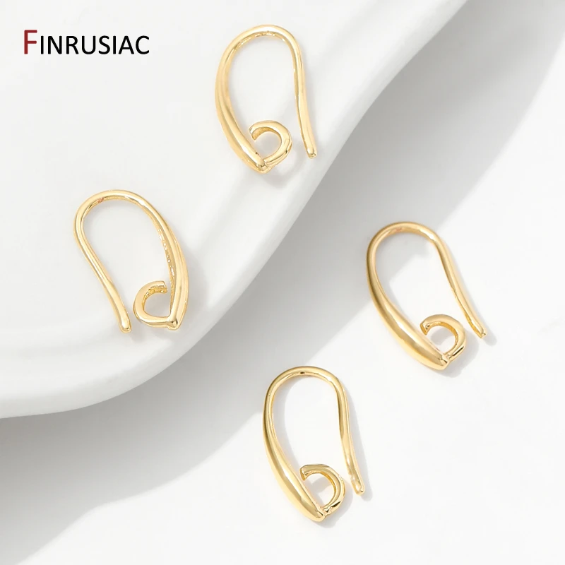 ตะขอเกี่ยวต่างหูทอง 14K ชุบทองเหลือง แบบเรียบ สำหรับทำต่างหู อุปกรณ์ทำเครื่องประดับ DIY