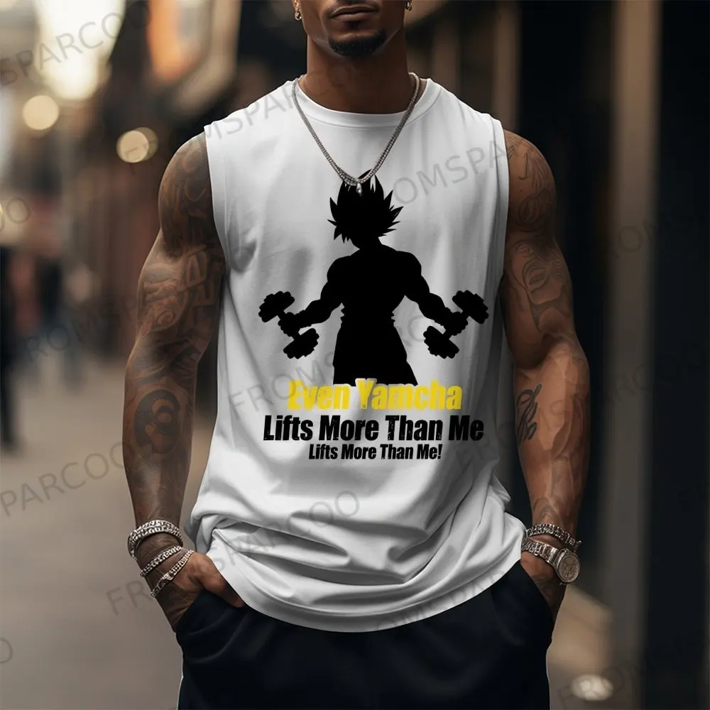 드래곤볼 애니메이션 손오공 프린트 순면 탱크탑 체육관 스포츠 캐주얼 남성 여름 패션 조끼