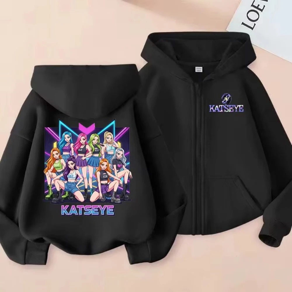 Girl Clothes Girl Group Katseye Zipper Hoodie Boys Fashion Casual Sweatshirt Movie New Kids KATSEYE Zip UP Hooded Tops
