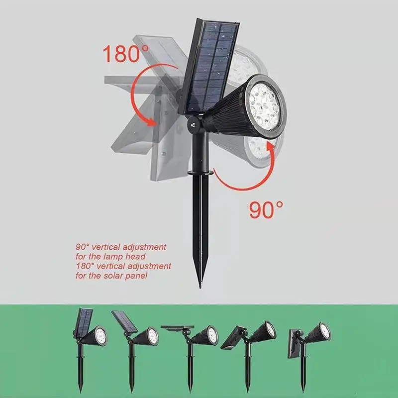 Outdoor LED Solar Spotlight 7 LED Adjustable Solar Lawn Lamp Waterproof Color Changing Garden Landscape Decoration Wall Light